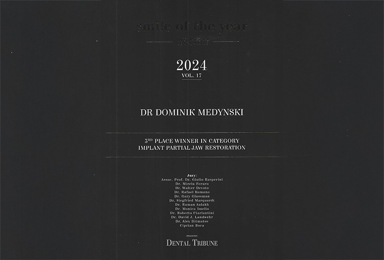 Międzynarodowy Konkurs Smile of The Year 2025 by Dental Tribune III miejsce