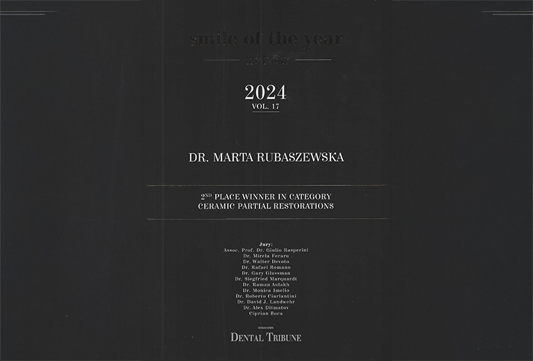 Międzynarodowy Konkurs Smile of The Year 2024 by Dental Tribune II miejsce